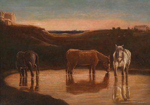Paarden bij de doorwaadbare plaats door Giovanni Segantini